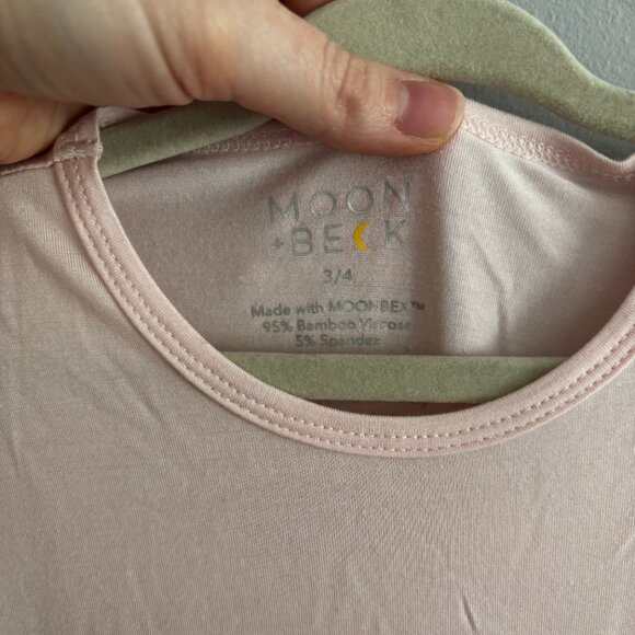 Moon + Beck Bamboo Short Sleeve Striped Pocket Romper Jumpsuit in Pink NWT 3-4 - Picture 2 of 5